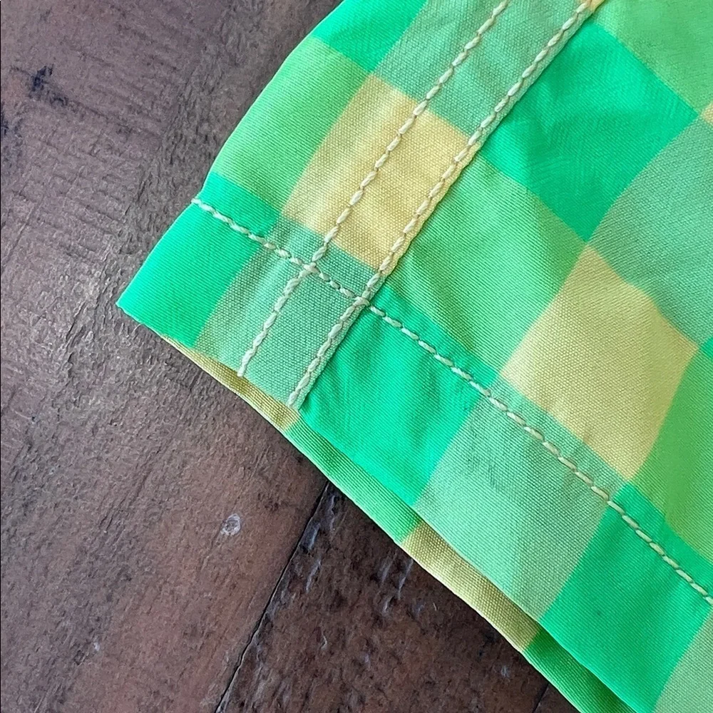 Vilebrequin Lime Green yellow Checkered plaid swim trunks kids 12